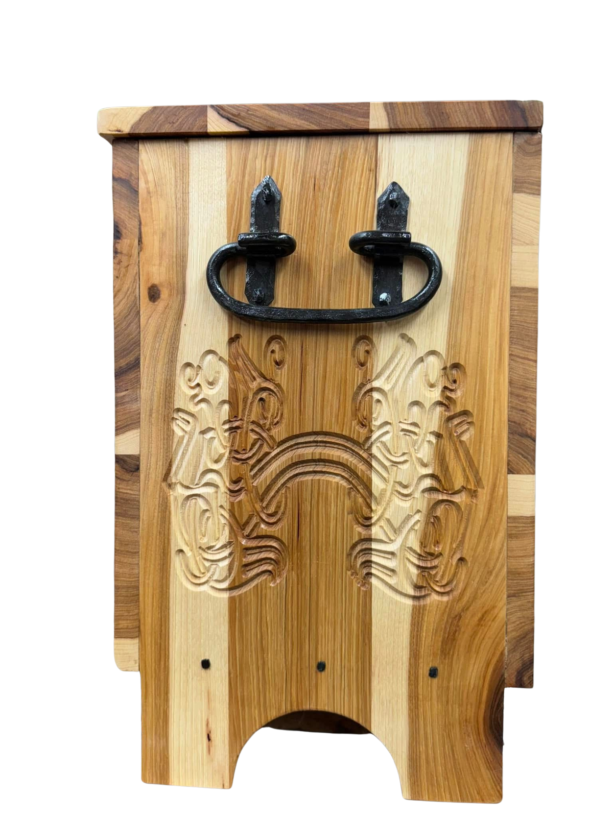 Hickory Viking themed 6 board chest with hand forged hardware