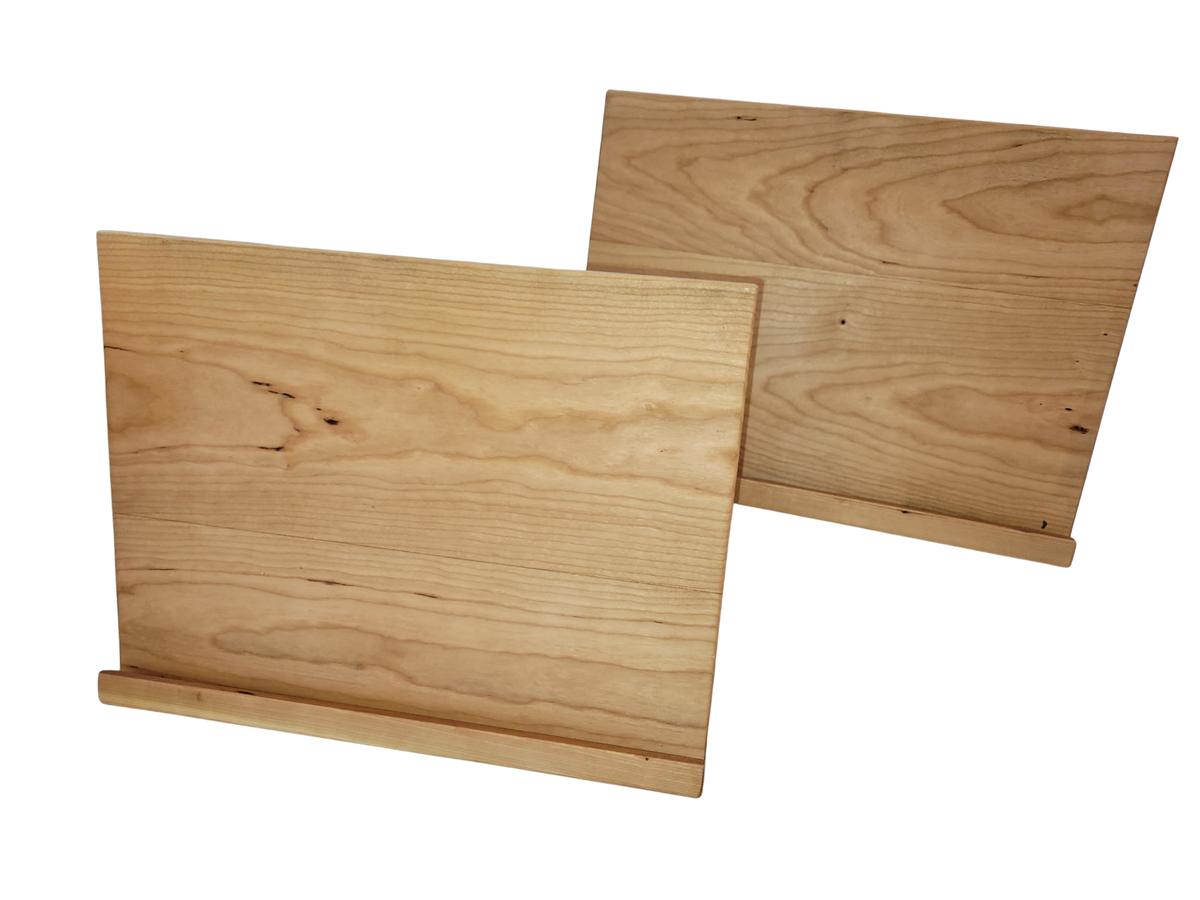 front view of wooden folding tabletop music stand